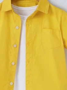 SHEIN Young Boy Toddler Boys Patched Pocket Shirt Without Tee
