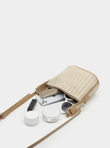 Tropiscape 轻便休闲迷你简约手提草编包，适合青少年女孩、女性、大学生，是大学、户外活动、旅行、郊游、海滩、秋季、圣诞节、冬季圣诞节礼物的理想之选。