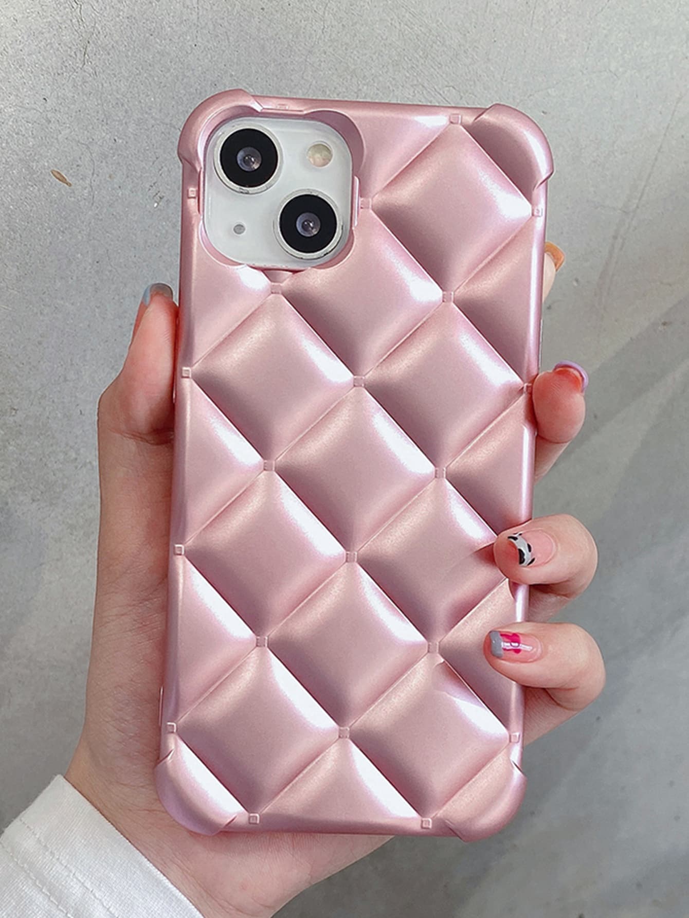 Vỏ điện thoại chần bông - Hồng - Xem 1