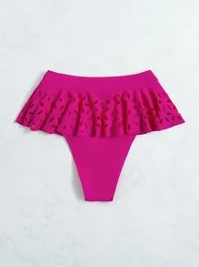Bottom de bikini flor hueco bajo con fruncido - Rosa Fucsia - Ver 2