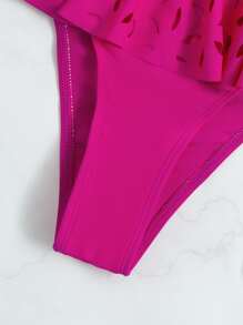Bottom de bikini flor hueco bajo con fruncido - Rosa Fucsia - Ver 4