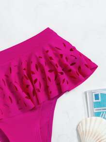 Bottom de bikini flor hueco bajo con fruncido - Rosa Fucsia - Ver 5