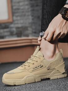 Men Letter Graphic Lace-up Front Hiking Shoes