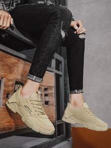 Men Letter Graphic Lace-up Front Hiking Shoes