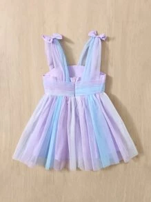 SHEIN Baby Bow Shoulder Ombre Mesh Party Dress - Multicolor - View 2