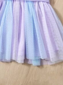 SHEIN Baby Bow Shoulder Ombre Mesh Party Dress - Multicolor - View 4