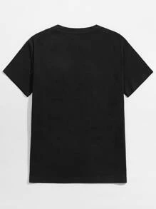 ROMWE MEN Guys Skull Graphic Tee - Black - View 2