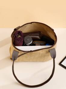 Minimalist Straw Bag - Apricot - View 2