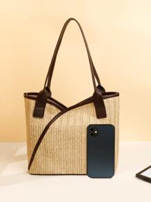 Minimalist Straw Bag - Apricot - View 3