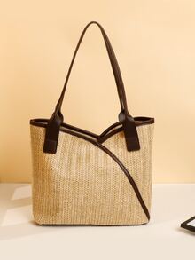 Minimalist Straw Bag - Apricot - View 4