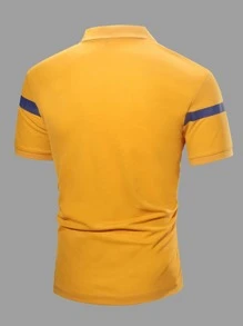 Manfinity Homme Men Colour Block & Striped Print Polo Shirt - Mustard Yellow - View 2