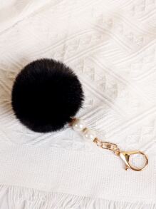 Pearl & Bag Charm Key Chain Charms - Black - View 2