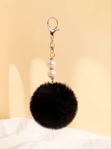 Pearl & Bag Charm Key Chain Charms - Black - View 3