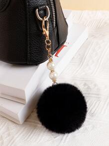 Pearl & Bag Charm Key Chain Charms - Black - View 4