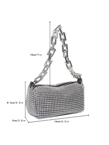 Túi xách trang trí đính đá Rhinestone nhẹ, thiết kế dây rút mini, túi trong suốt, túi ngọc trai, túi buổi tối, túi đựng đồ ăn tối, quyến rũ, thanh lịch, tinh tế, sang trọng, yên tĩnh, đính đá Rhinestone cho cô gái tiệc tùng, phụ nữ, cô dâu, hoàn hảo cho tiệc tùng, tiệc tối/tiệc tùng, váy dự tiệc Giáng sinh, túi đính đá Rhinestone quyến rũ - Bạc - Xem 4