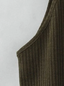 Manfinity Homme Homme Top sans manches unicolore côtelé - Militaire verte - Voir 4