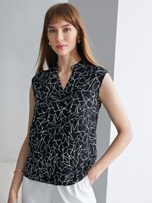 MOTF PREMIUM 100% SILK PRINTED TOP - Black and White - View 7