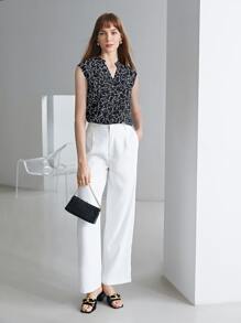 MOTF PREMIUM 100% SILK PRINTED TOP - Black and White - View 10