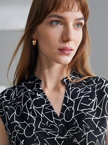 MOTF PREMIUM 100% SILK PRINTED TOP - Black and White - View 11