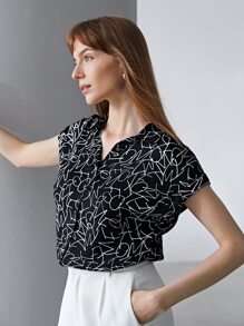 MOTF PREMIUM SILK BATWING SLEEVE SHIRT - Black and White - View 8