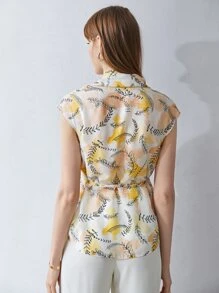 MOTF X Jo Situ Allen 100% SILK PRINTED BELTED TOP - Multicolor - View 2