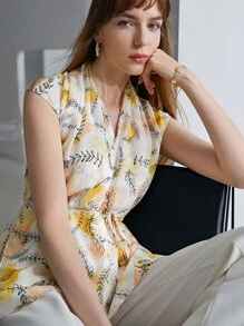 MOTF X Jo Situ Allen 100% SILK PRINTED BELTED TOP - Multicolor - View 10