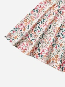 SHEIN Clasi Plus Allover Floral Print Puff Sleeve Knotted Dress - Multicolor - View 3