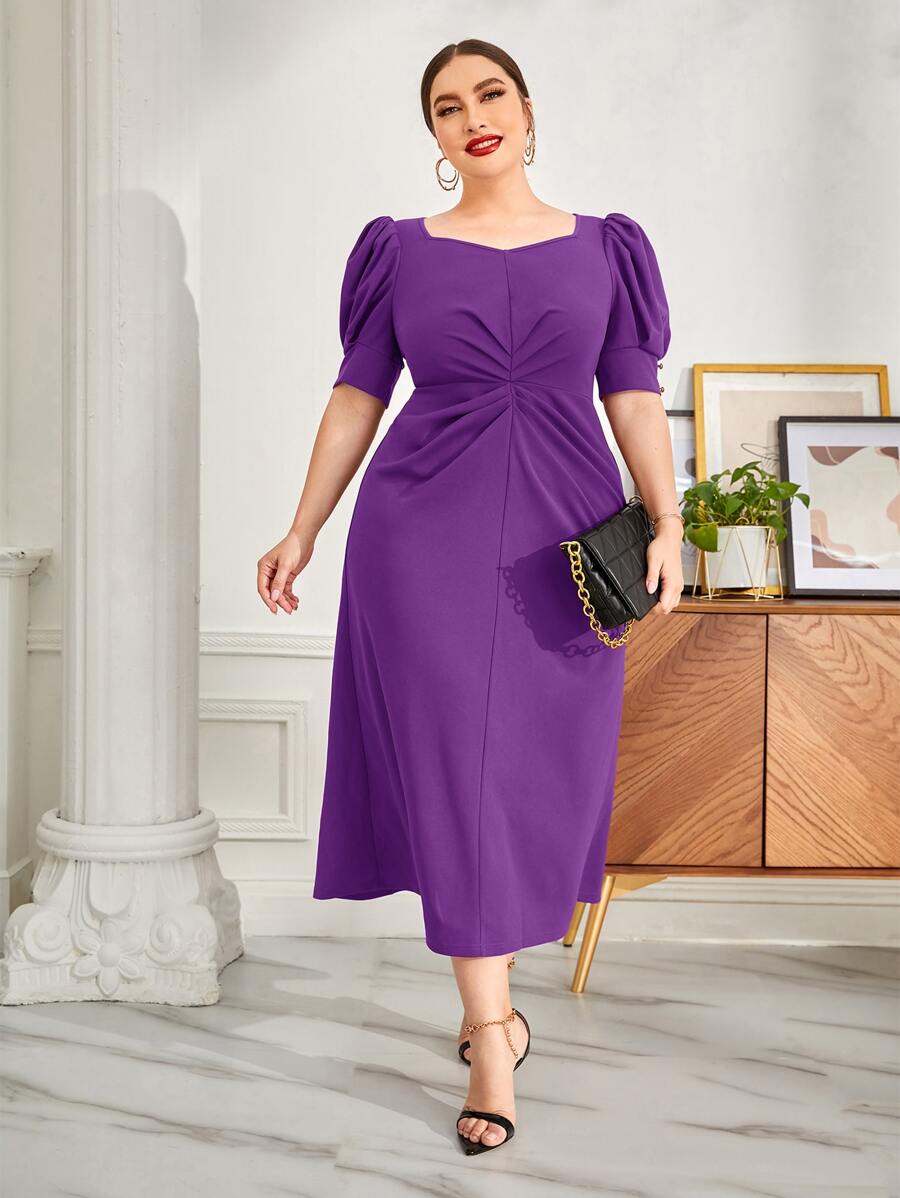 Modelyn Vestido de manga farol con fruncido - Morado - Ver 1