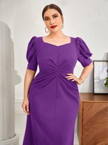 Modelyn Vestido de manga farol con fruncido - Morado - Ver 2