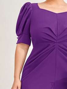 Modelyn Vestido de manga farol con fruncido - Morado - Ver 4