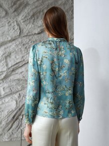 MOTF X Van Gogh INSPIRED SILK FLORAL MOCK NECK TOP - Multicolor - View 3
