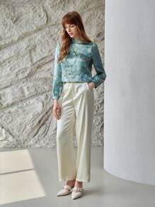 MOTF X Van Gogh INSPIRED SILK FLORAL MOCK NECK TOP - Multicolor - View 10