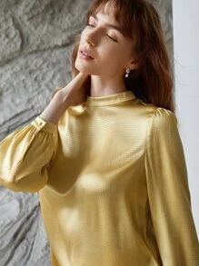 MOTF PREMIUM SILK MOCK NECK TOP - Yellow - View 11
