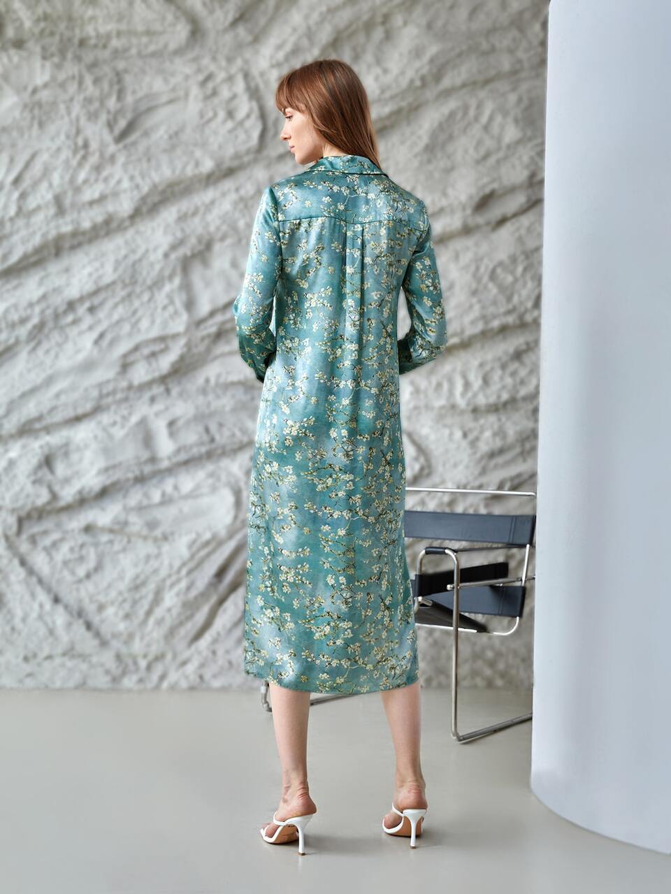 MOTF 100% SILK FLORAL SHIRT DRESS WITHOUT BELT