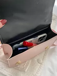 輕便商務休閒迷你 V 型絎縫鏈條裝飾翻蓋方形包適合青少年女孩女大學生、菜鳥和白領，非常適合辦公室、大學、工作、商務、通勤、戶外、旅行、郊遊 - 粉色 - 查看 5