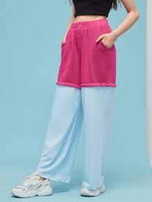 LOGHAN TROADEC High Waist Two Tone Removable Leg Sweatpants - Multicolor - View 5