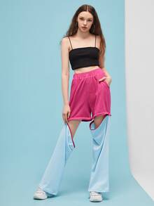 LOGHAN TROADEC High Waist Two Tone Removable Leg Sweatpants - Multicolor - View 6