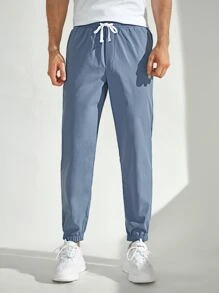 Manfinity VCAY Men Patched Detail Carrot Trousers - Dusty Blue - View 3