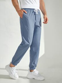 Manfinity VCAY Men Patched Detail Carrot Trousers - Dusty Blue - View 4