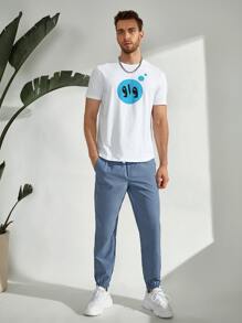 Manfinity VCAY Men Patched Detail Carrot Trousers - Dusty Blue - View 5