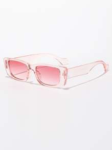 1 Pair Unisex Rectangular Sunglasses For Family Outings, Travel, Festivals, Sports, Driving, Beach, Music Festivals, Summer Accessories, Vacations, UV Protection, Golf, Hiking, Elegant Outfit, Street Style, Sports, Parties, Fishing, Outdoor Activities, Holidays - Pink - View 2