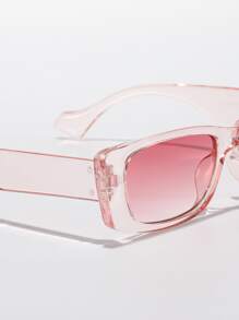 1 Pair Unisex Rectangular Sunglasses For Family Outings, Travel, Festivals, Sports, Driving, Beach, Music Festivals, Summer Accessories, Vacations, UV Protection, Golf, Hiking, Elegant Outfit, Street Style, Sports, Parties, Fishing, Outdoor Activities, Holidays - Pink - View 3