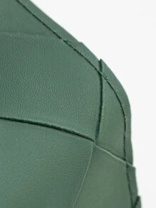 1入實色方格圖案紙巾盒PU皮革垂直針織扣紋紙巾儲物袋，適用於臥室客廳餐桌酒吧寫字桌 - 綠色 - 查看 7