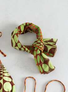 Swim SXY 夏季海滩数字波尔卡圆点比基尼套装吊带三角胸罩和高腰比基尼泳裤和裙子和围巾海滩 4 件比基尼