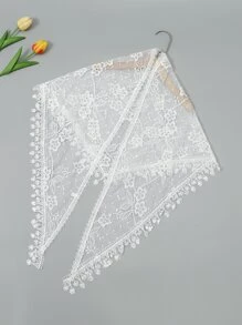 1pc Women's Fashion Wedding Veil, Minimalist Triangle Scarf Casual Shawl, Hollow Bridal Shawl - White - View 6