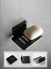 1 件壁挂式肥皂架，黑色肥皂架，适用于浴室家居浴室装饰 - 黑色 - 查看 4