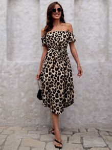 SHEIN Clasi Đầm Thắt lưng Tất cả trên in Boho - Nhiều màu - Xem 4