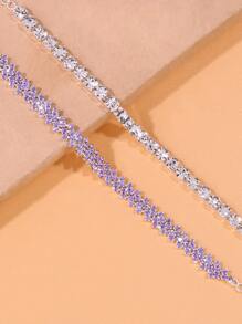 2 cái Vòng chân trang trí bằng Rhinestone - Màu tím - Xem 4