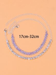 2 cái Vòng chân trang trí bằng Rhinestone - Màu tím - Xem 3