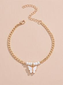 Butterfly Charm Bead Decor Anklet - Multicolor - View 2